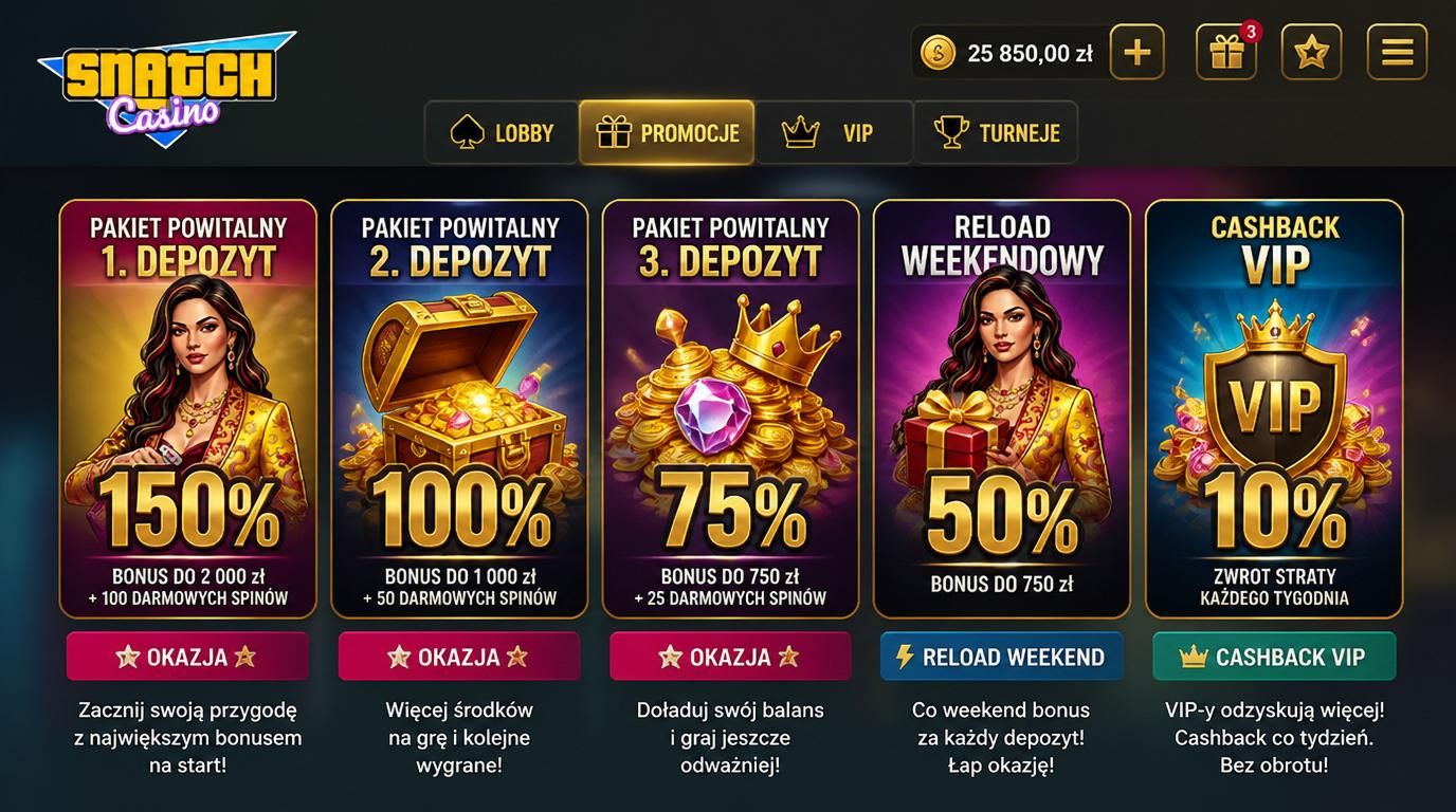 Zestaw top 5 bonusow wybranych przez gracza